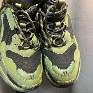 Balenciaga Triple S Olive and Black Sneakers